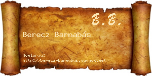 Berecz Barnabás névjegykártya